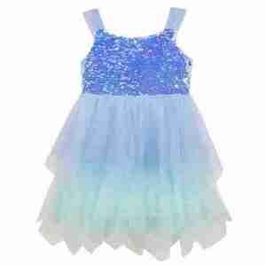 Pink & Violet Sleeveless Ombre Sequin Fairy Hem Dress